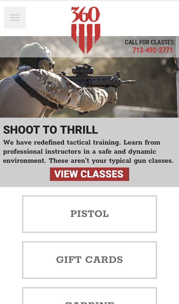 $85 Gift Card To 360 Tactical Training / Hand gun classes