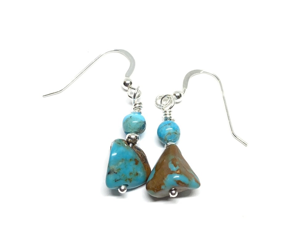 Turquoise Genuine Stone .925 Sterling Silver Earrings