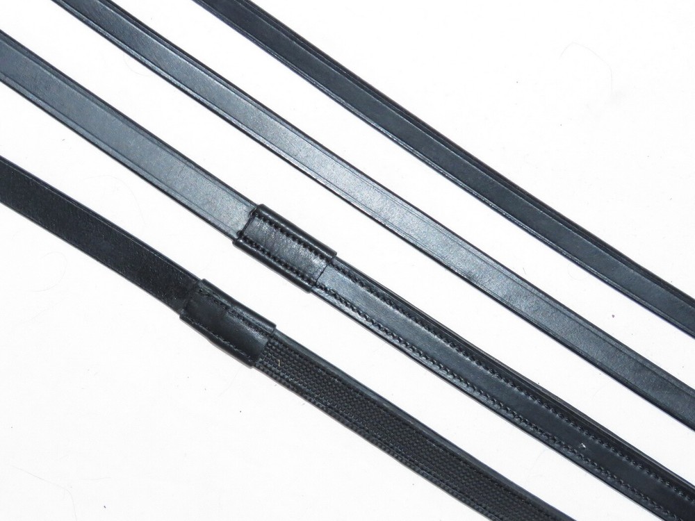 FSS Half Rubber Lined Inside Grip & Leather CURB Reins DOUBLE BRIDLE SET 2x PAIR