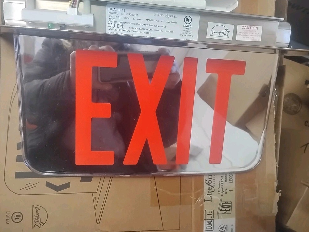 Hubbell LECSRRCE LE Series Edge-Lit LED Exit Sign. New