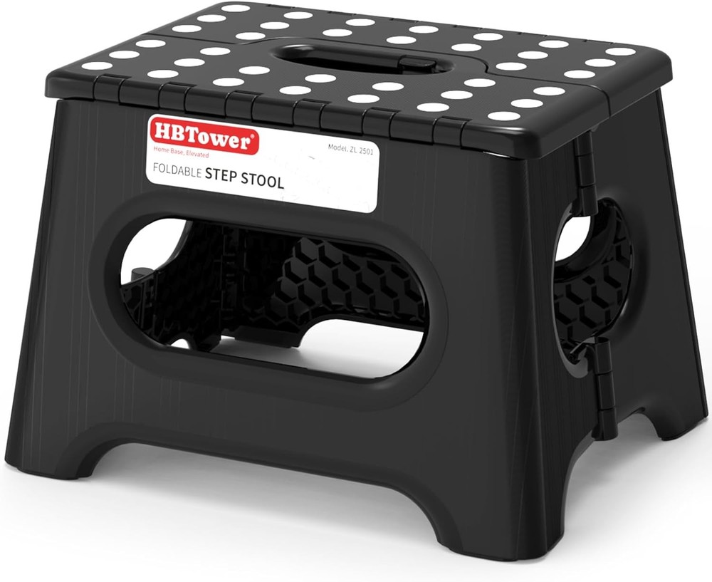 Folding Step Stool 9 Inch Holds 600 lb Non-Slip Surface & Carry Handle Sturdy