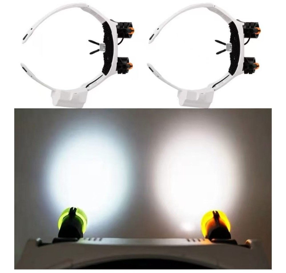 Magnifying Headset with 2 LED, 10 Interchangeable Lenses (3X–25X)