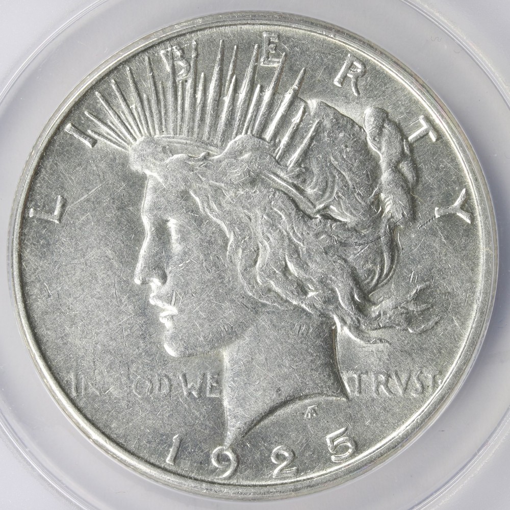 1925-S $1 Peace Silver Dollar ANACS AU50
