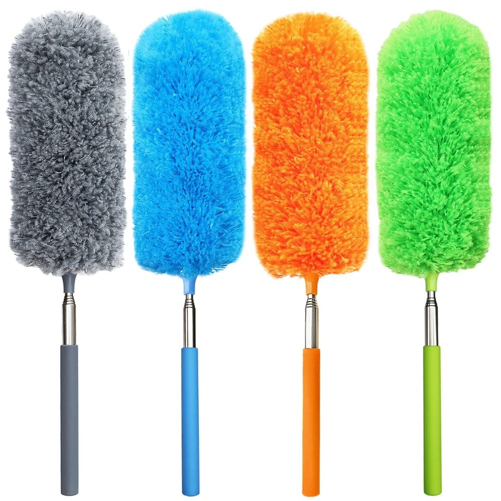 4 Pack Small Microfiber Feather Duster, with 13" to 30" Extendable Pole, Micr...