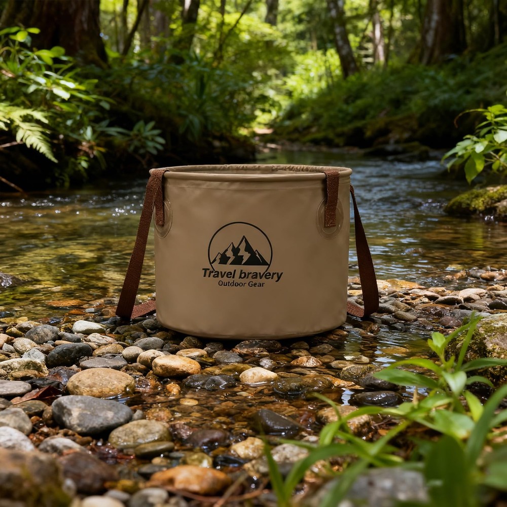 Portable Foldable Water Basin, Outdoor Camping Folding Bucket, Multi-Function...