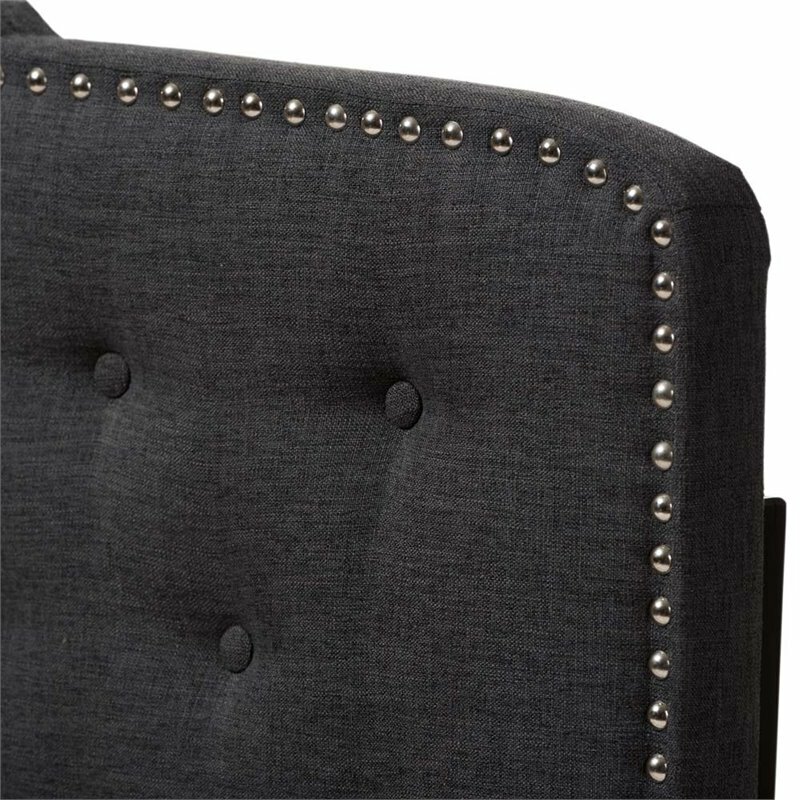 Baxton Studio Lucy Fabric Tufted King Headboard in Dark Gray