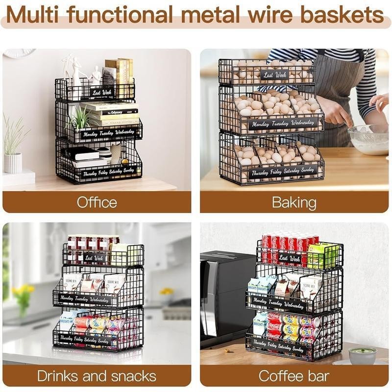 3 Tier Stackable Egg Organizer W/ Dividers Labels Fresh Egg Storage Countertop