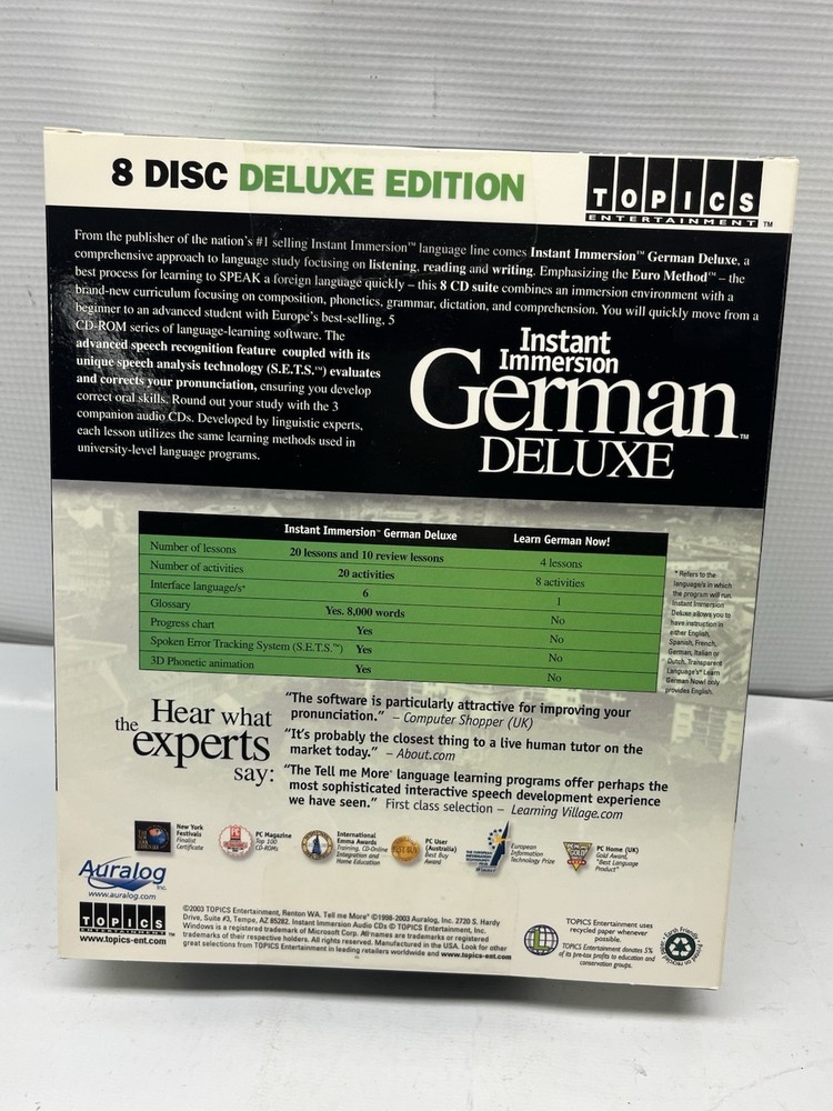NEW Instant Immersion German Deluxe PC CD Language Learning Curriculum SEALED