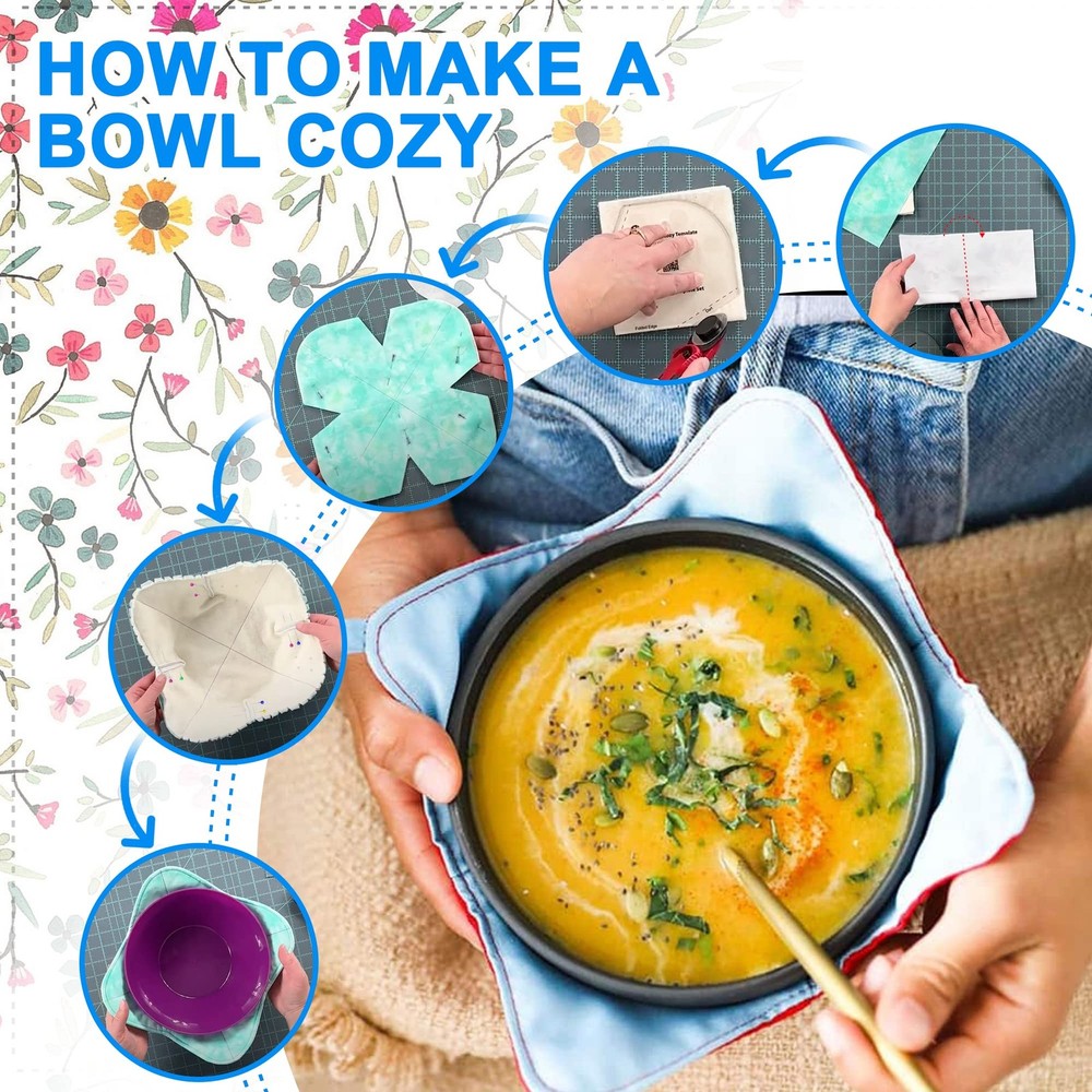 Bowl Cozy Template 3 Sizes, Pattern Cutting 3PCS, White