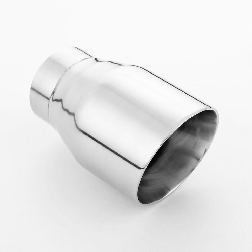 Weld On 2" Inlet Exhaust Tip 3" Out Angle Cut SS304 4.72" Long Double Wall