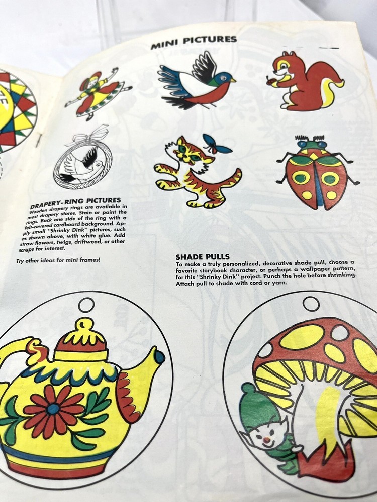 Vtg 1974 SHRINKY DINKS Refill Kit ONLY 5 Plastic SHEETS Left-Pattern Ideas Book