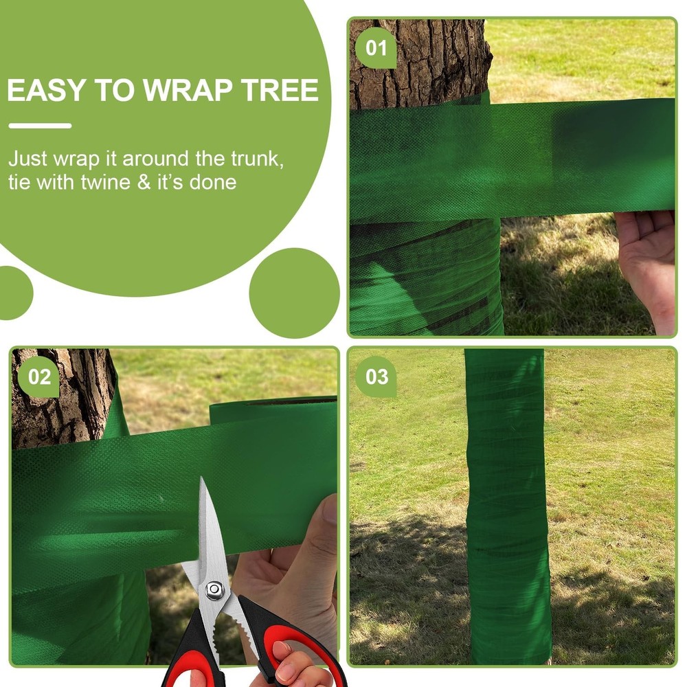 FIFNIM 400FT Tree Wraps to Protect Bark,Tree Protector 400FT(Green）, Green