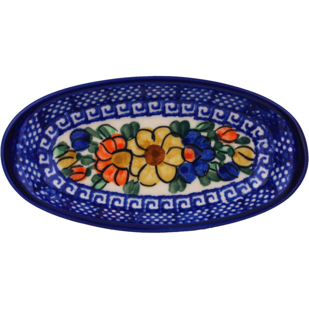 Polish Pottery Condiment Dish 6" Fall Garden