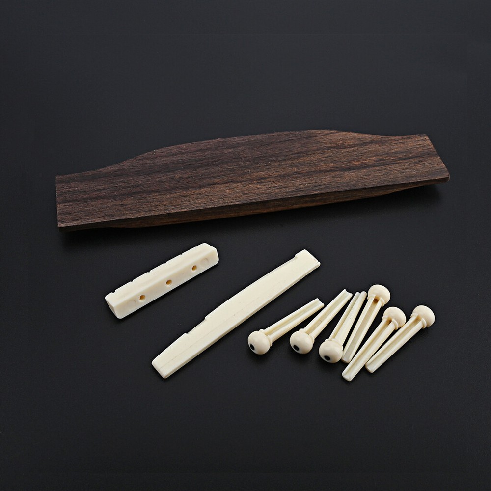 Acoustic Guitar Rosewood Bridge Saddle Nut Pins Abalone for 6 String Replace