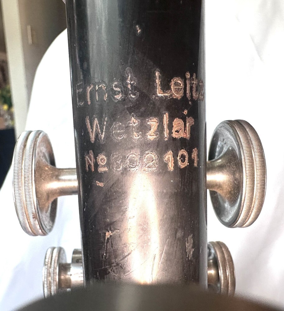 Antique Ernst Leitz Wetzlar Microscope No. 302101 Black No light Source
