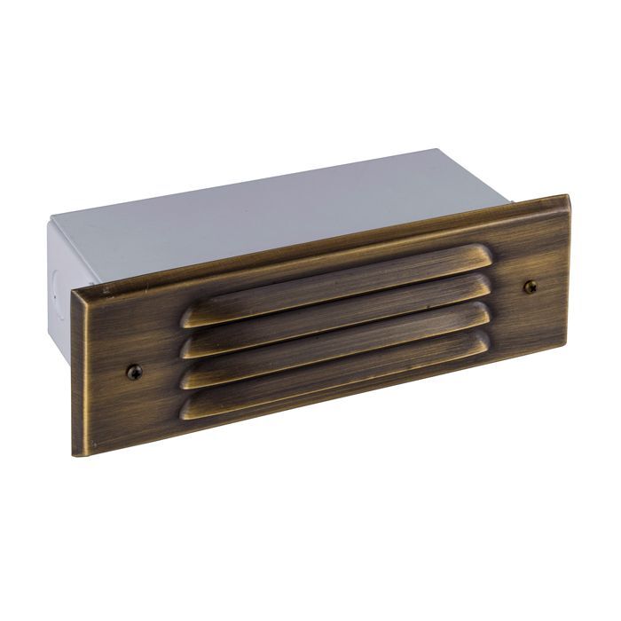 Outdoor Step Light Brass LED Low Voltage Wall Light Louvered