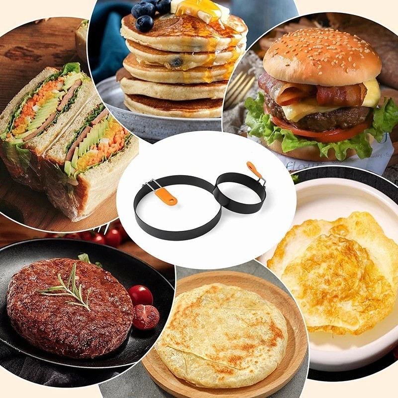 2 Pack Nonstick Egg Shaper Pancake Mold Ring Set Breakfast Cooking Omelet