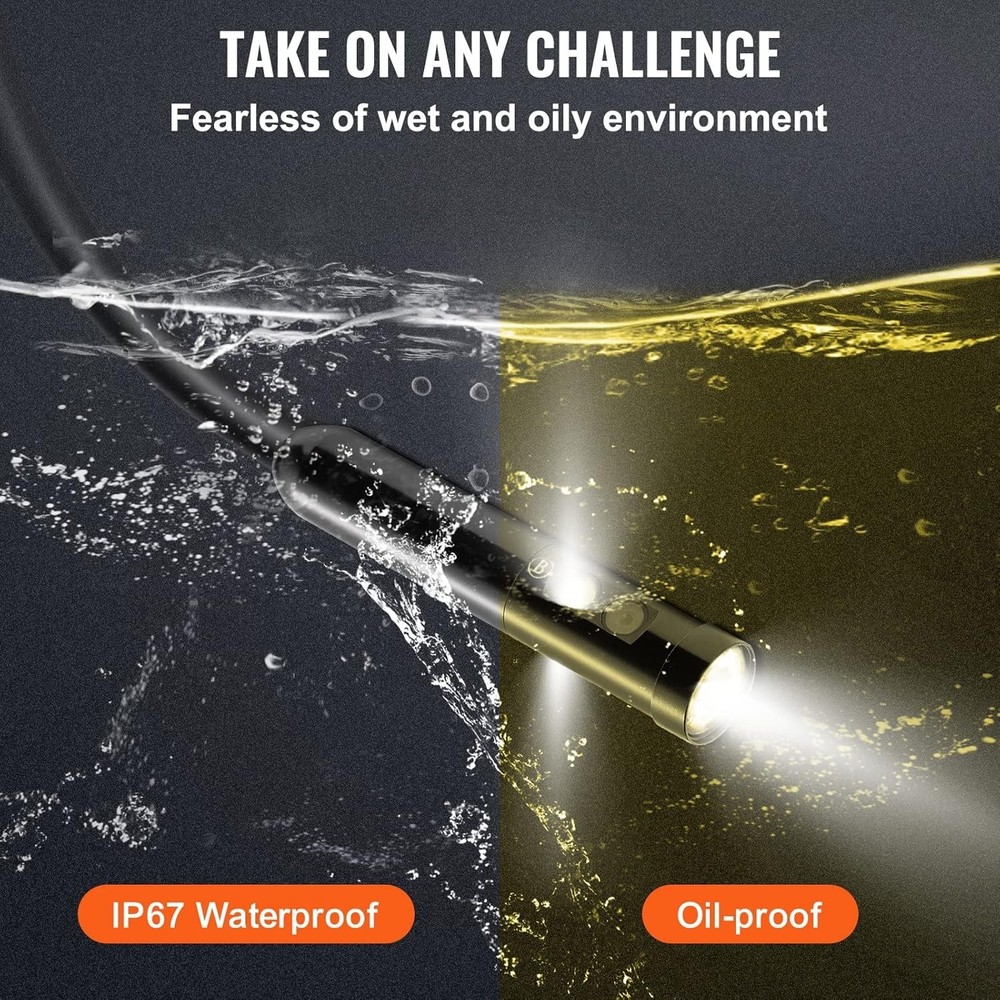 7cm 3-in-1 Borescope 1m Hard Cable Adjustable Brightness For TypeC+USB+Micro USB