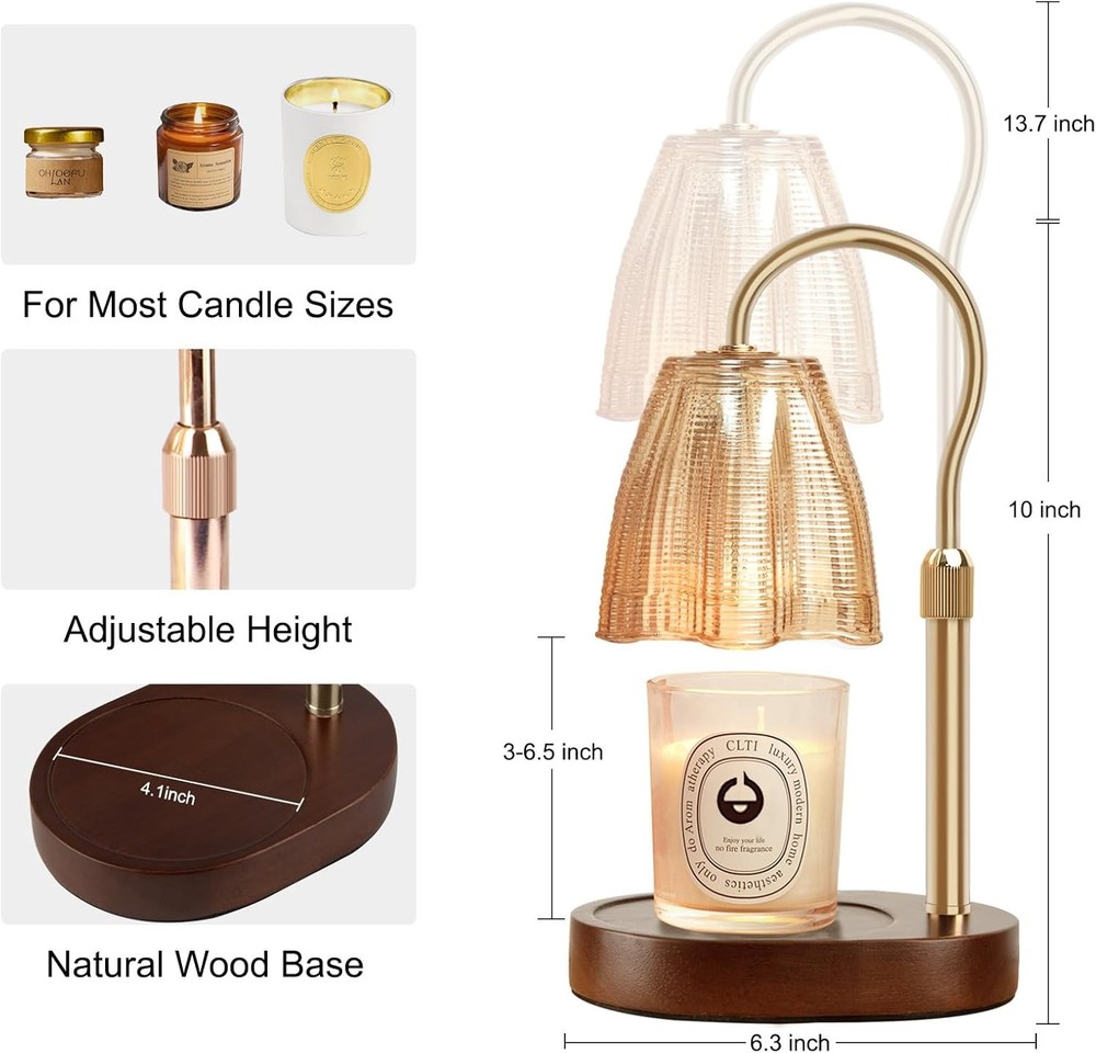 Candle Warmer Lamp with Timer & Dimmer, Height 1 pack, Walnut