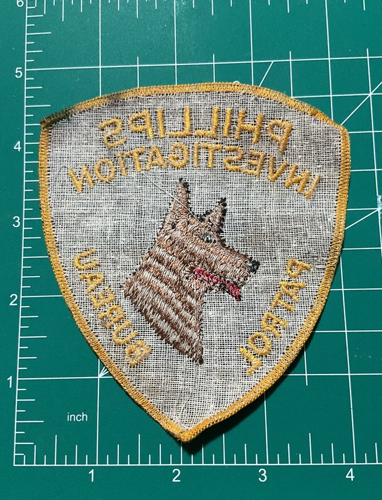 Phillips Investigation Patrol Bureau K9 Patch Vintage