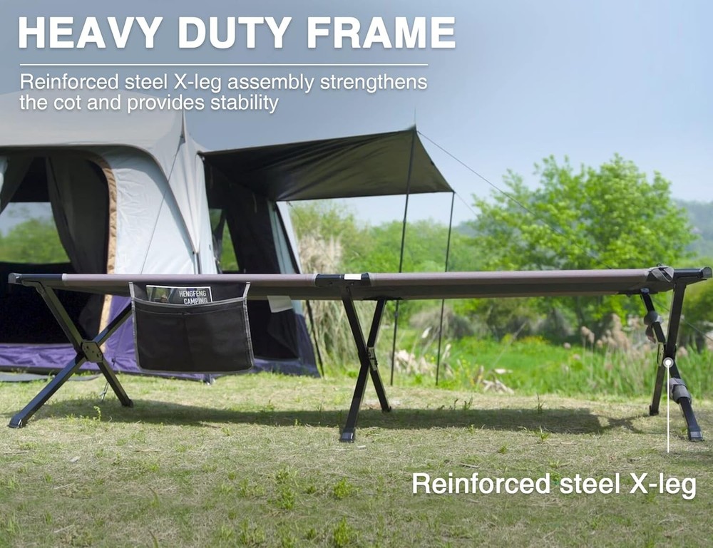 EVER ADVANCED Extra Wide Camping Cot, Support to 550 lbs, Black