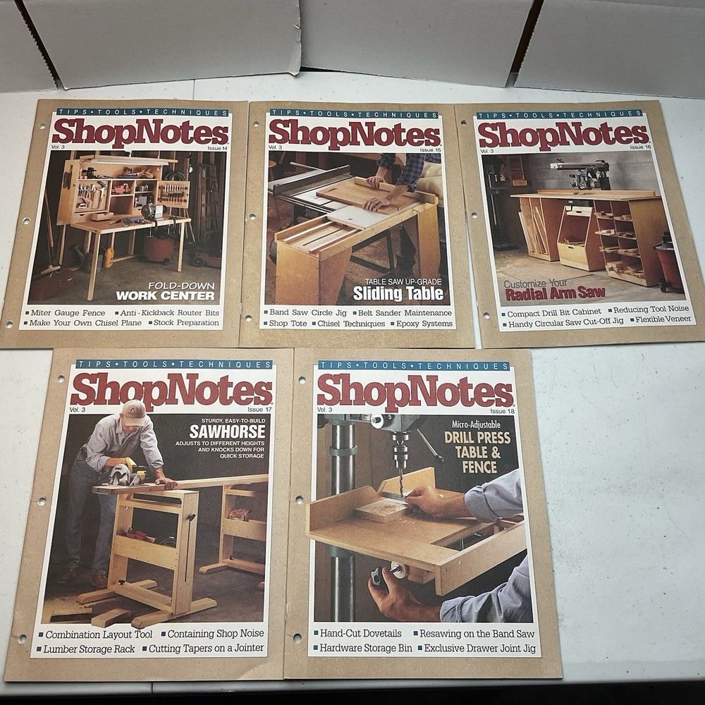 ShopNotes Magazine (Lot of 17) Tips, Tools, Techniques, Issues: 1,3-18