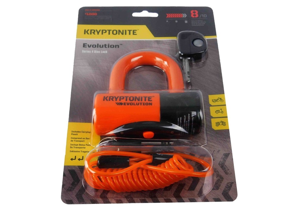 Kryptonite Evolution Series 4 Disc Lock Orange w/ 1016 5.25 ft Integrated Chain