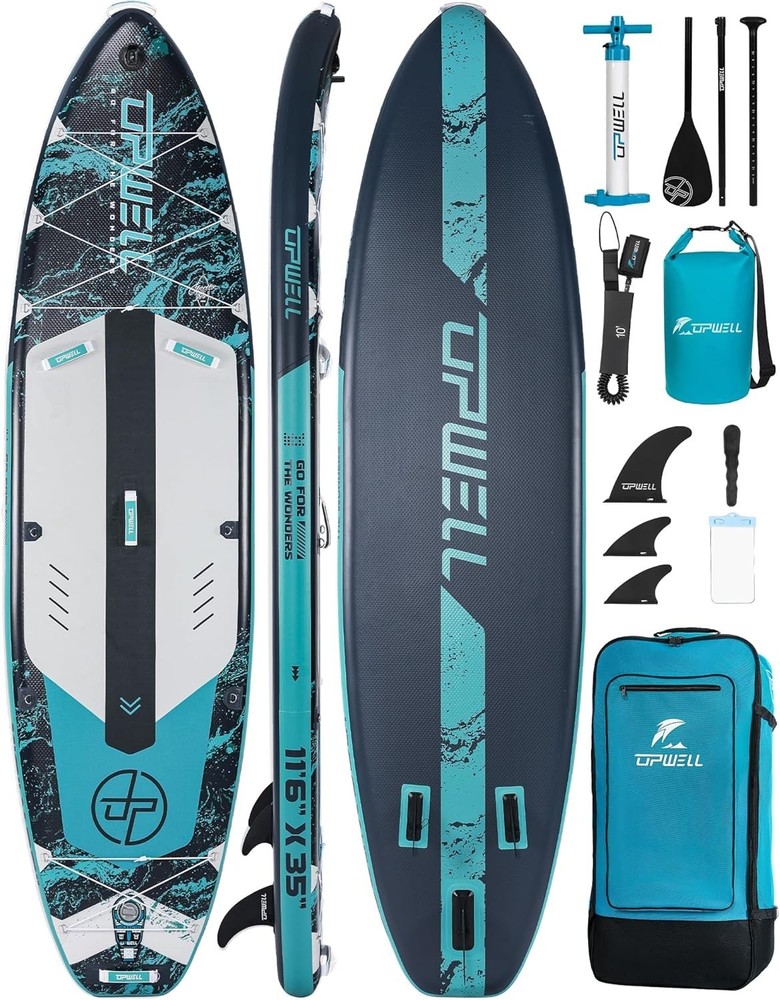 Durable 11'6" Paddle Board - Includes Adjustable Paddle & Deluxe Accessories