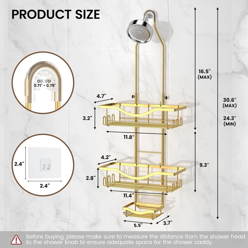 Shower Caddy Hanging Adjustable Shower Caddy, Rustproof Shower Organizer Exte...