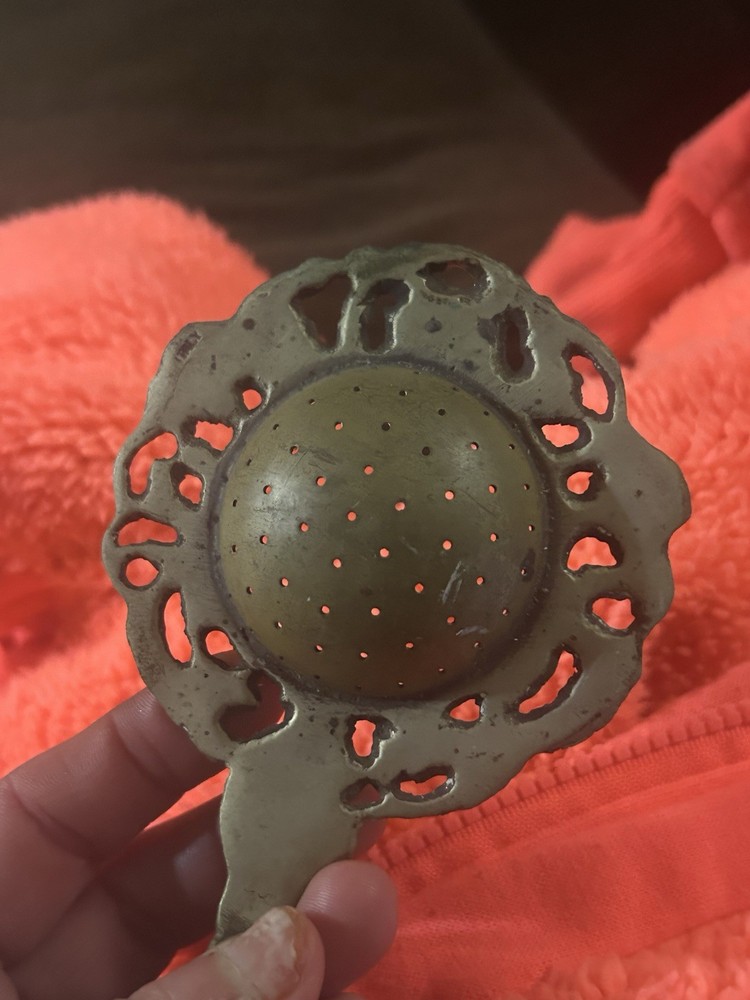Antique Brass Ornate Tea Strainer