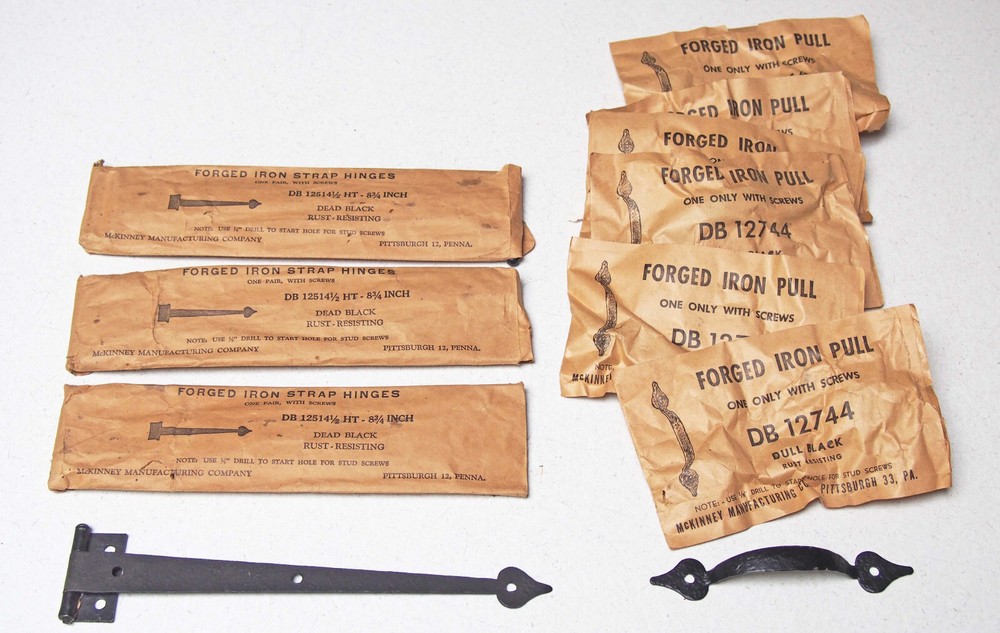 McKinney Black Forged Iron Hinges and Pulls