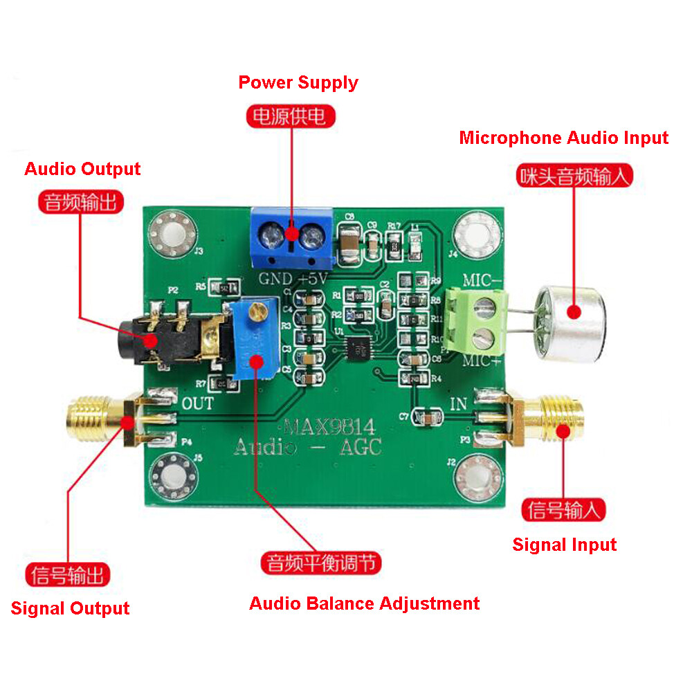 MAX9814 Microphone Amplifier Module Audio AGC Microphone Sensor Pickup MIC