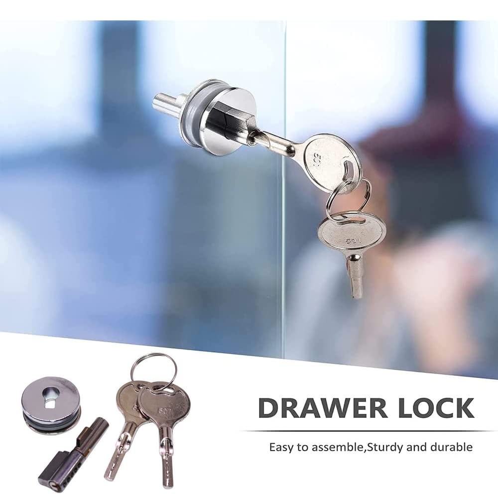Glass Lock Sliding Door with Key Display case Locks Small, Silver