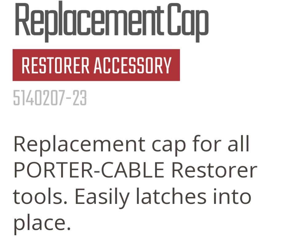 Porter-Cable Restorer replacement cap for multi-surfacing tool.