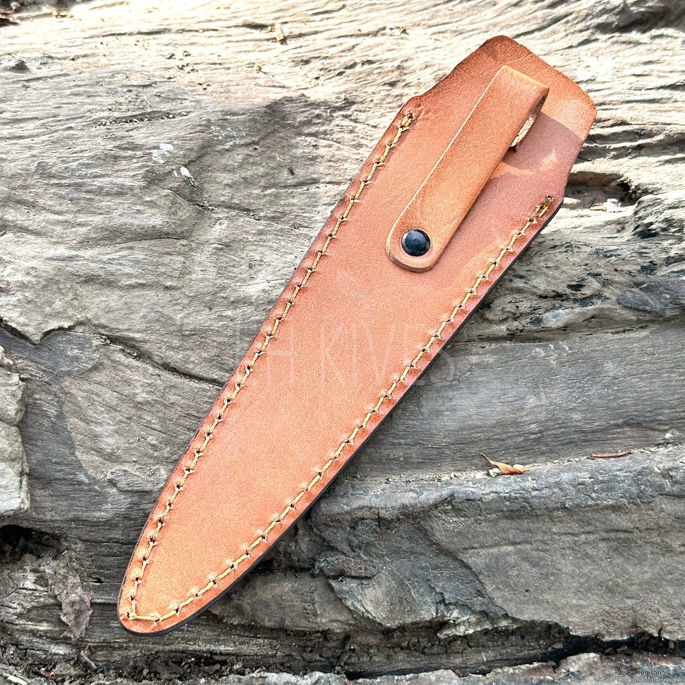 Universal 10' Fixed Blade Knife Sheath - Pure Cow Leather - Custom Engraved
