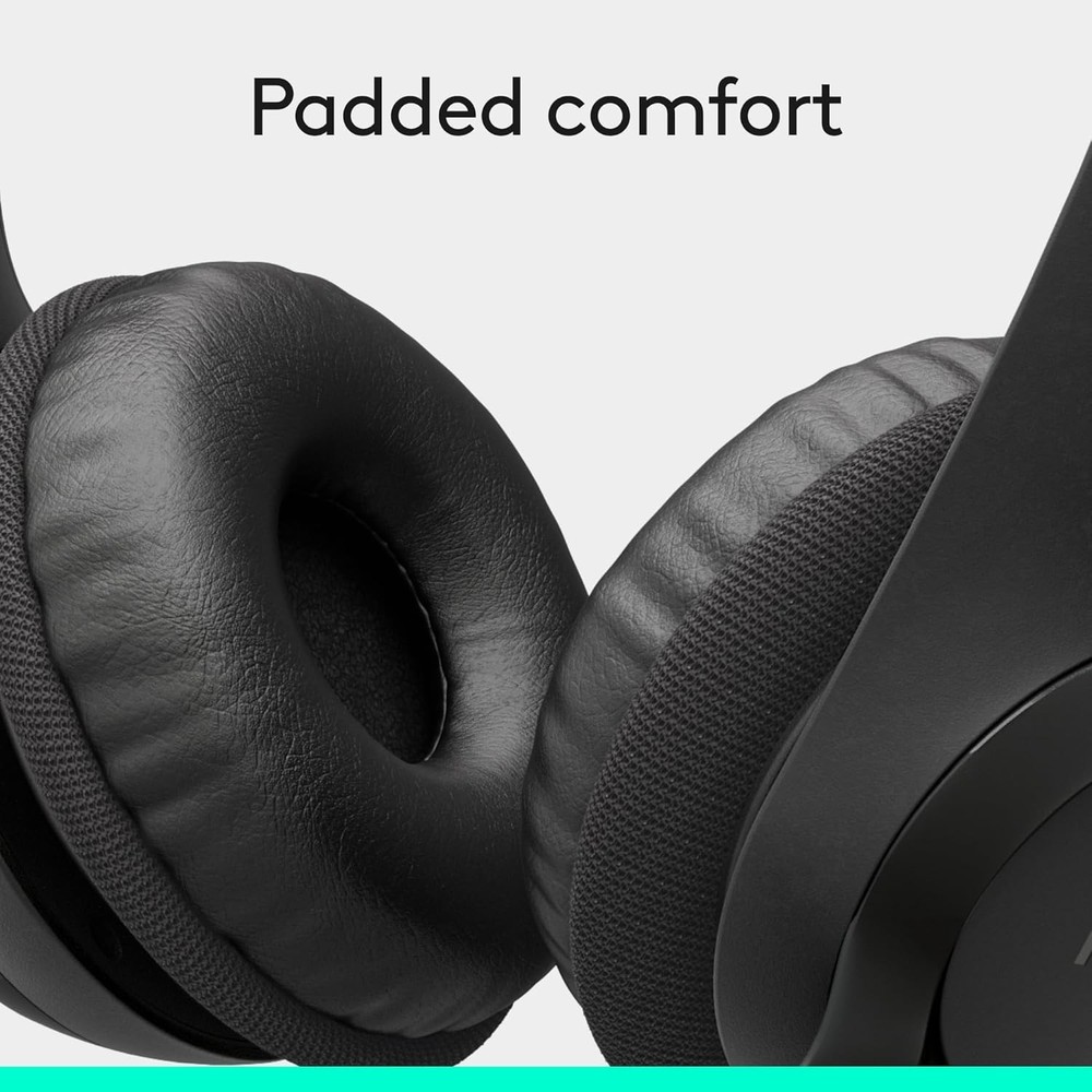 Comfortable H390 Noise-Canceling USB Headset with Adjustable Headband - Black