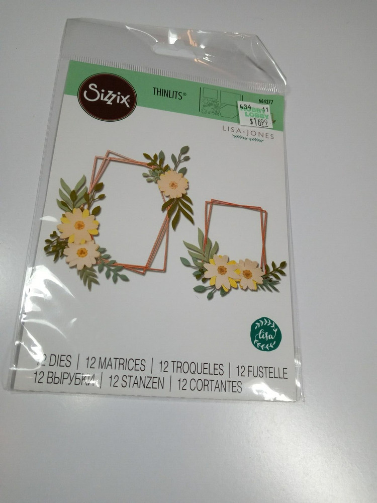 Sizzix Thinlits Dies Geo Floral Frame by Lisa Jones 12 Dies #664377 NEW