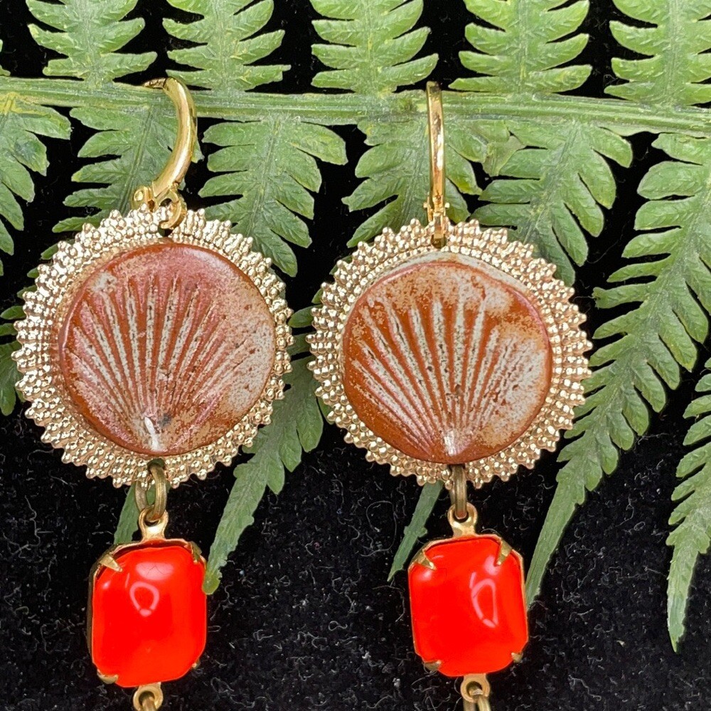 Adorned Crown Artisan assemblage autumn seaside earrings