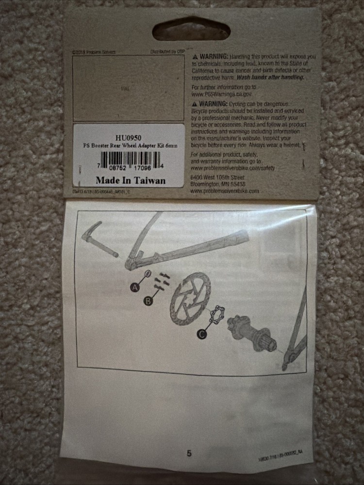 Problem Solvers Booster Rear Wheel Adapter 6mm