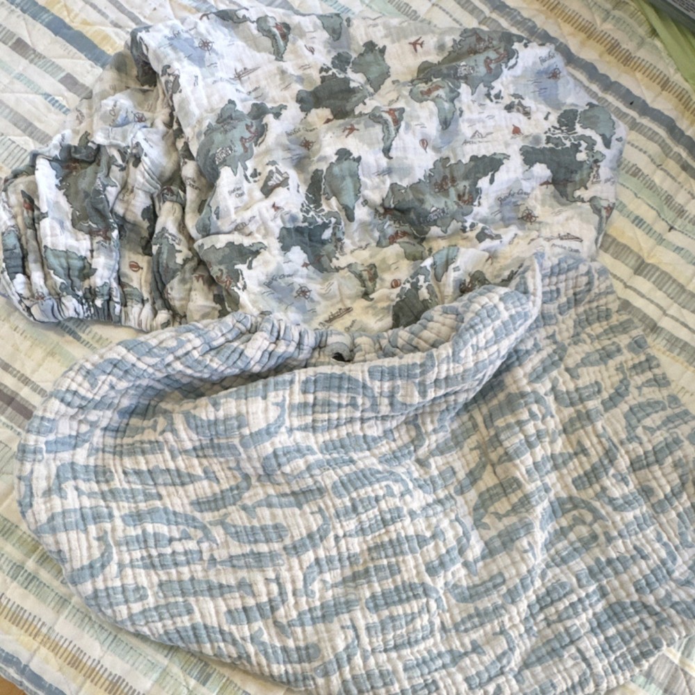 Bebe Au Lait Cotton changing sheets Set World Map Whale Theme Breathable