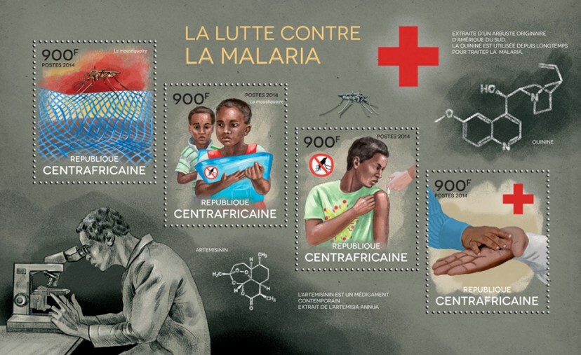 Centrafrique 2014 MNH. MALARIA. Y&T Code: 3306-3309  |  Michel Code: 4855-4858