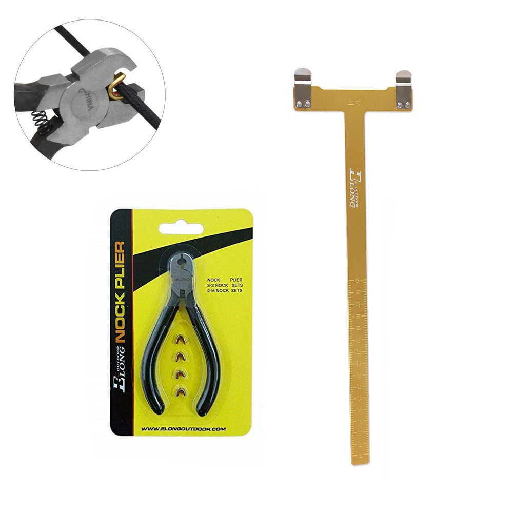 Archery Bow T Shape Square Ruler+ String Nocking Points String Nock Plier Set 1X