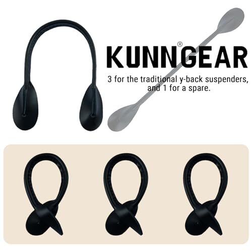 Suspender Genuine Leather Strips 4 Pcs Replacement for Button End Black