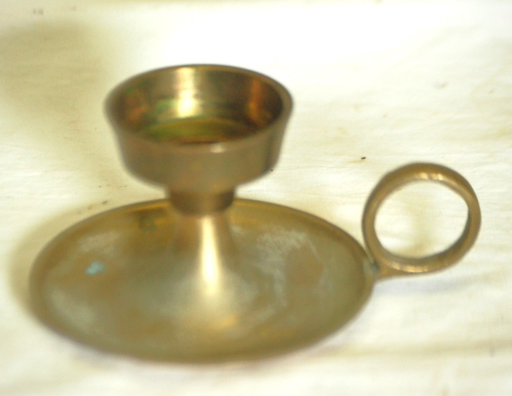 Brass Candlestick Holder Finger Loop Handle