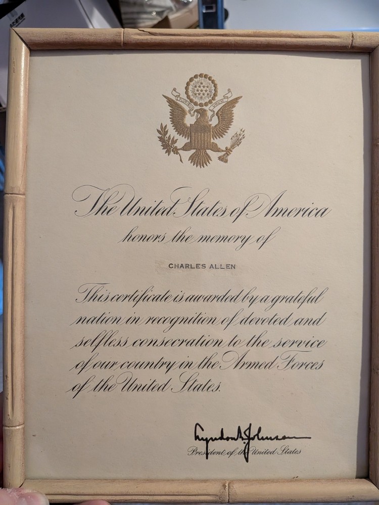 Vietnam Era Armed Aforces Service Certificate