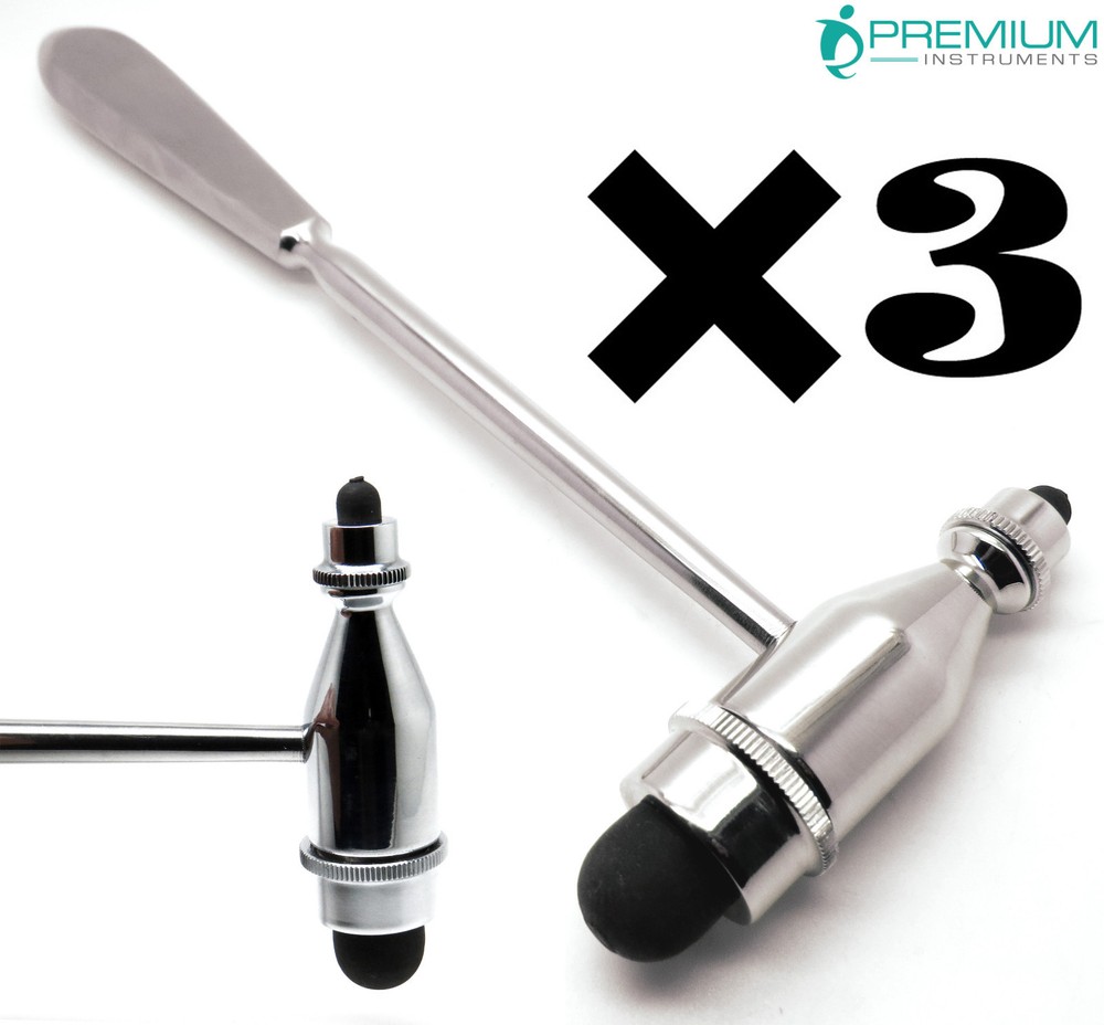 3× Troemner Hammer 9.75" Percussion Reflex Rubber Small/Large Head Diagnostics