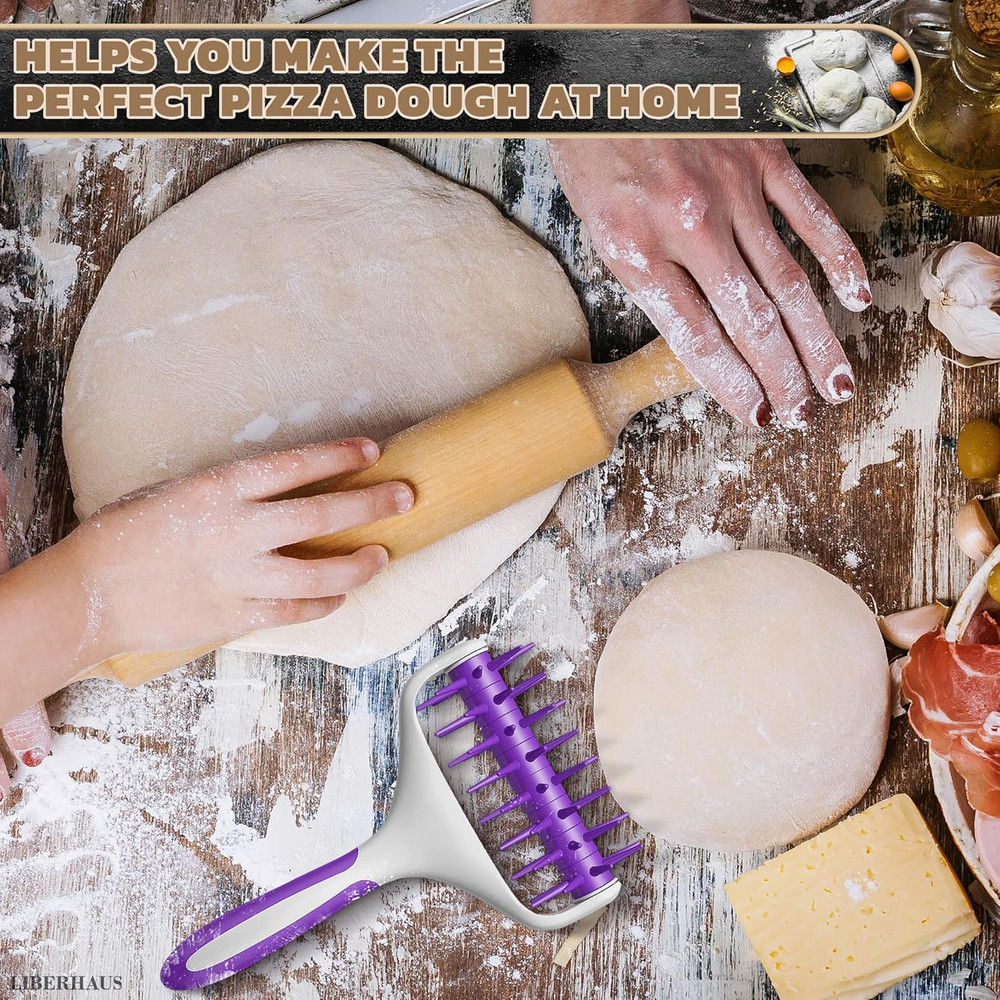 Pizza Dough Docker Roller - Pizza Roller Spikes for Pizza Crust Pastry Roller