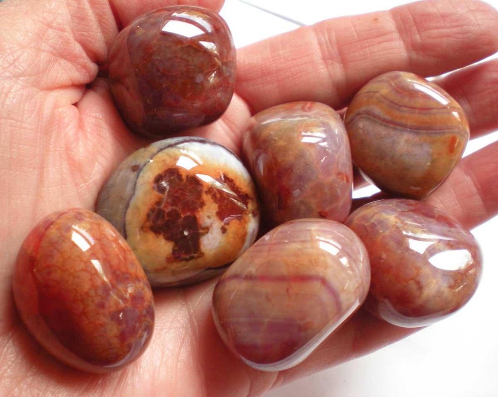 Fire Agate - 7 Tumbled Stones rt556a