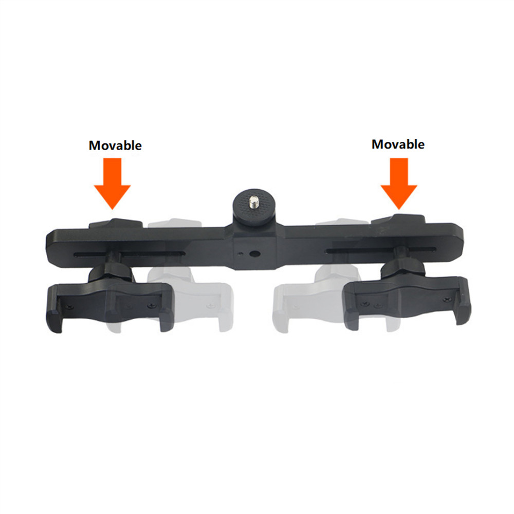 Double Cell Phone Plastic Holder Adjustable Stand Support Tablet Mount Clamp