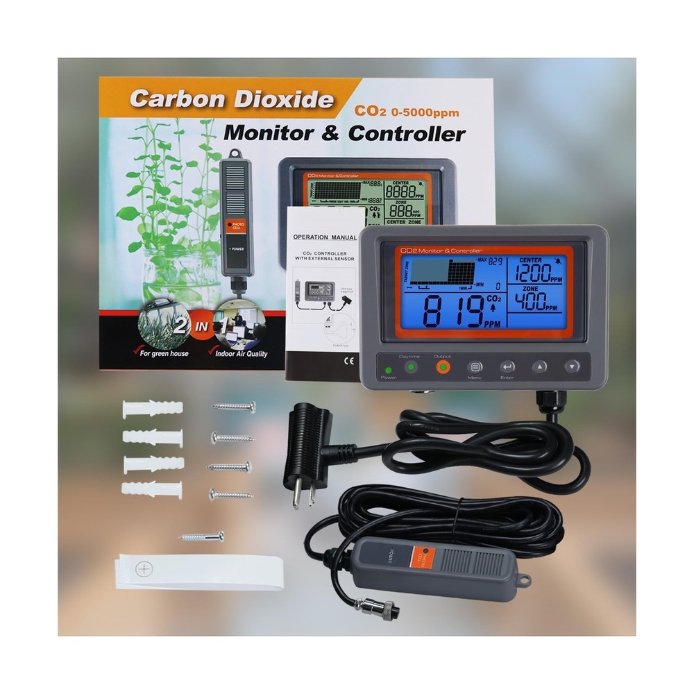 CO2 Controller Carbon Dioxide Controller CO2 Meter Monitor Day and Night Rela...